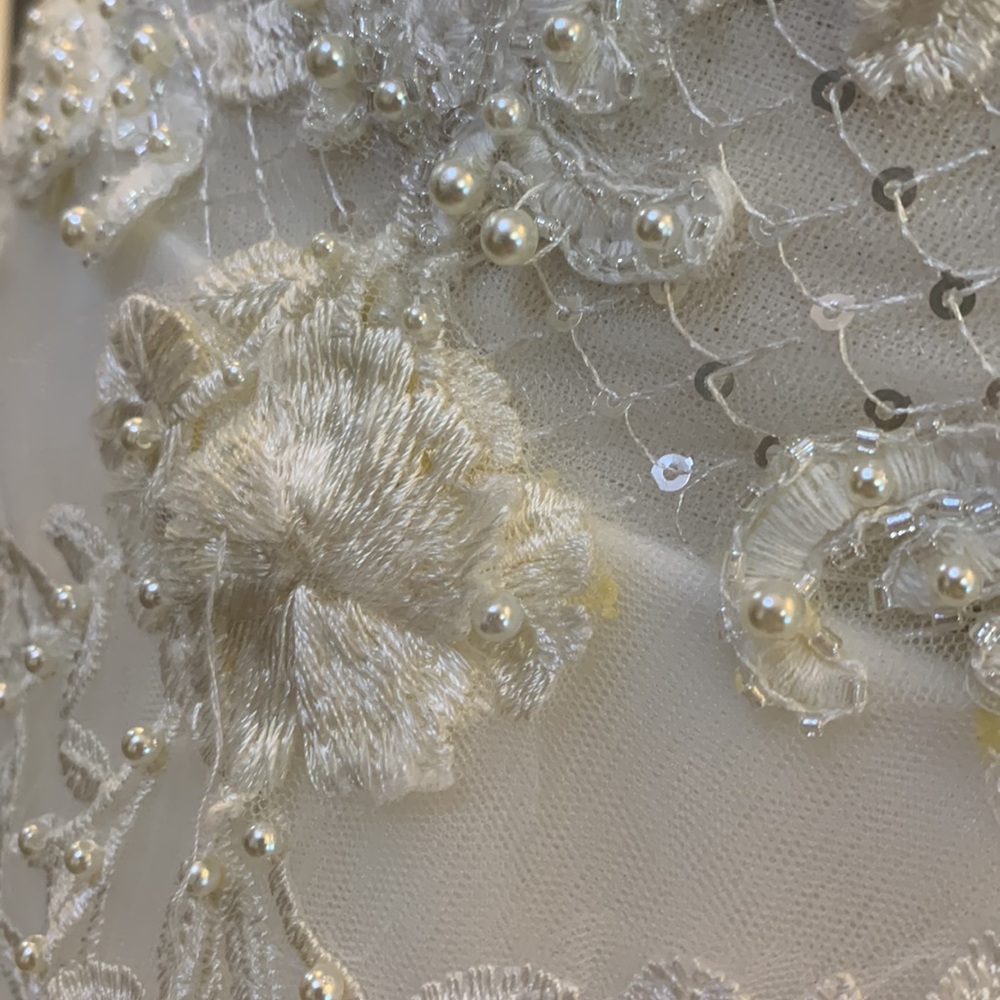 NEW ivory Aline cathedral length train wedding dress beaded corset back vneck - Picture 11 of 11